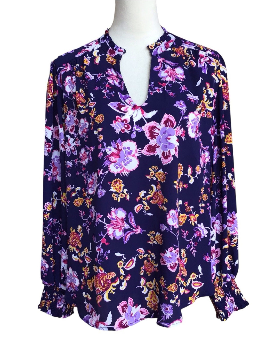 Cooper & Ella Floral V-Neck Long Sleeve Blouse